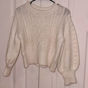 Ms  selfridges cable knit puff sleeves sweater Sz M